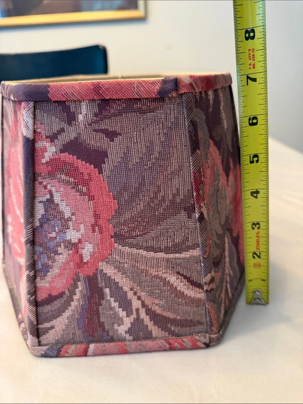 Vintage Floral Tapestry Hexagon Lamp Shade in Plum and Rose